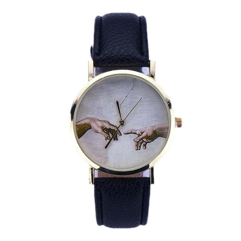 Leather Band Vintage Hand Printed Classic Women Watch
